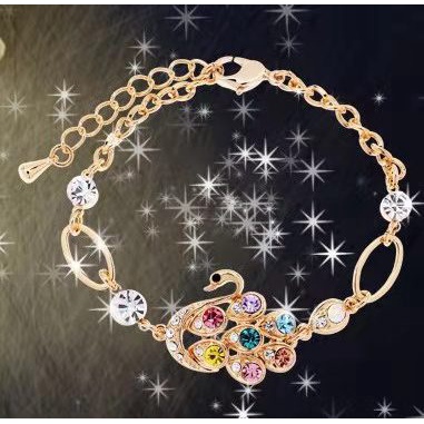 (Hello Girl)G01 Gelang Tangan Motif Angsa Dazzling Permata   Wanita Import