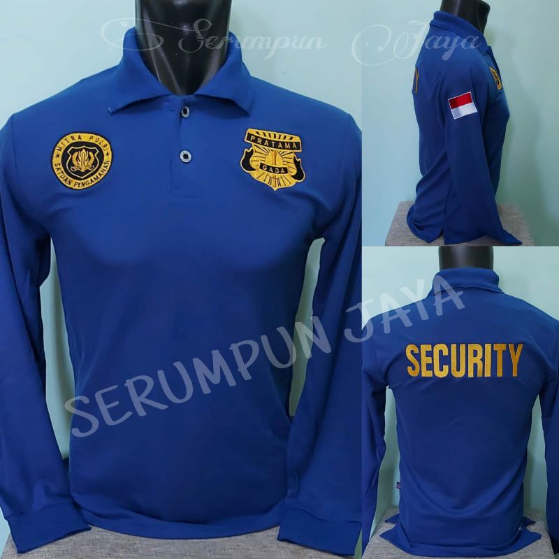 KAOS GADA PRATAMA MITRA POLRI BIRU PANJANG - KAOS KERAH GADA PRATAMA MITRA POLRI PANJANG FULL BORDIR