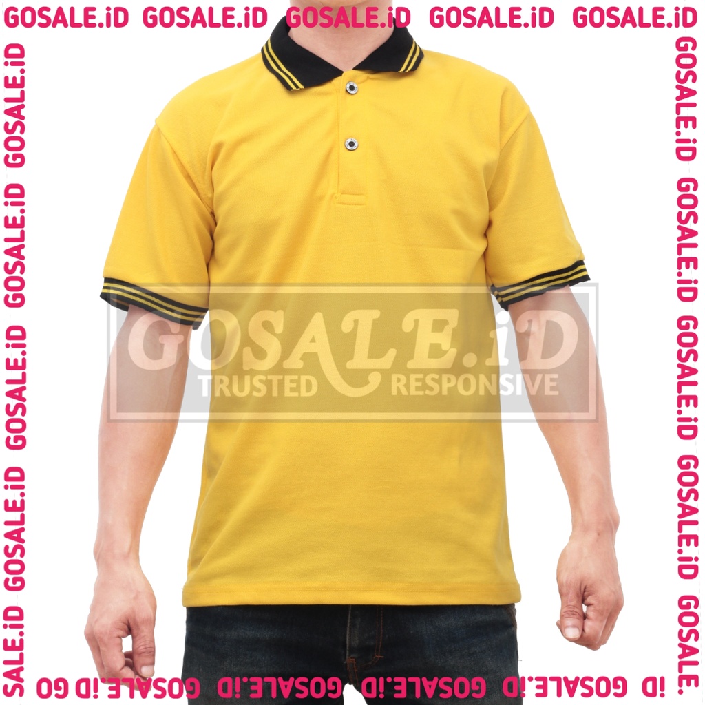 Kaos Polo Shirt NC59 Lakos TC Kuning Kenari Kombinasi Kerah Hitam