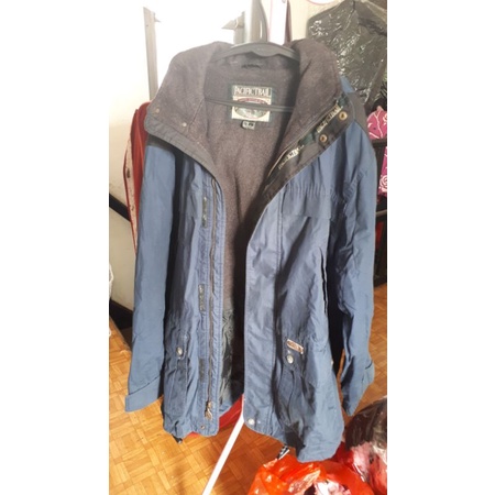 Jaket tebal biru navi brand pacific trail jumbo preloved PL