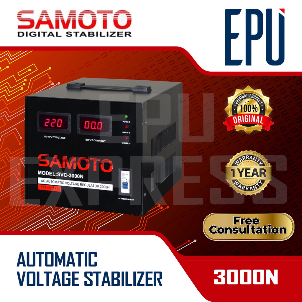 Stabilizer Samoto stabiliser 3000 VA Stavol Listrik SMT Svc Avr 3000N