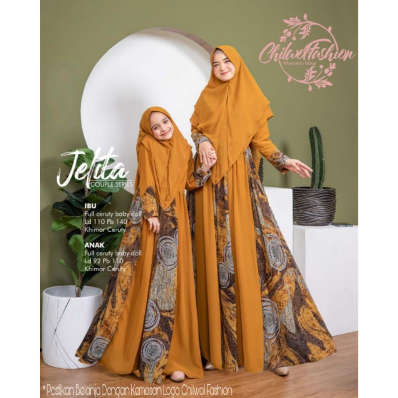 RESTOK SETELAN GAMIS SYAR'I IBU ANAK JUMBO BABYDOLL LD 110/ 8-12 TAHUN /GAMIS SYARI MOTIF/COUPLE SYA