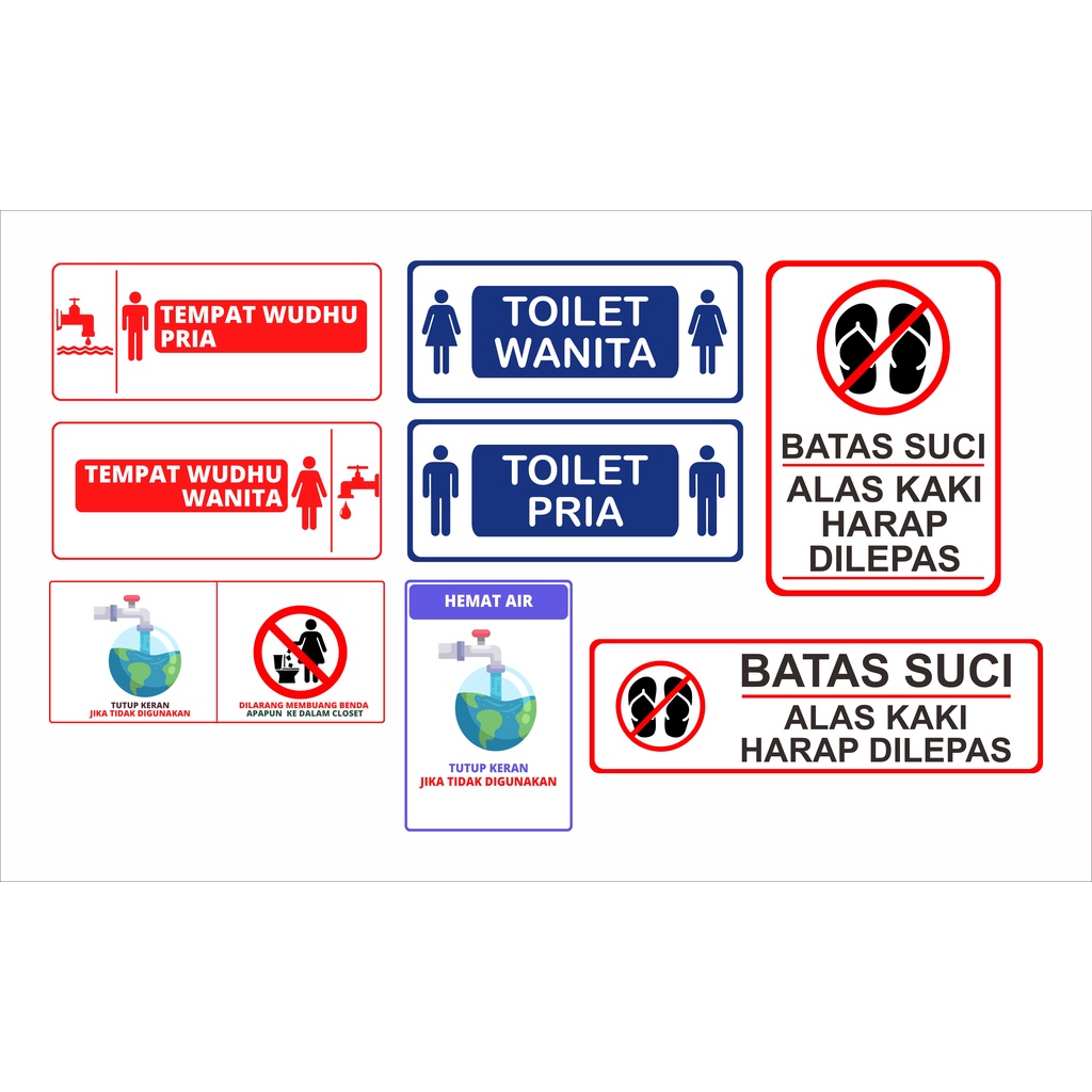 

Stiker / Label Stiker / Stiker Penanda Tempat Wudhu - Toilet Wc - Batas Suci