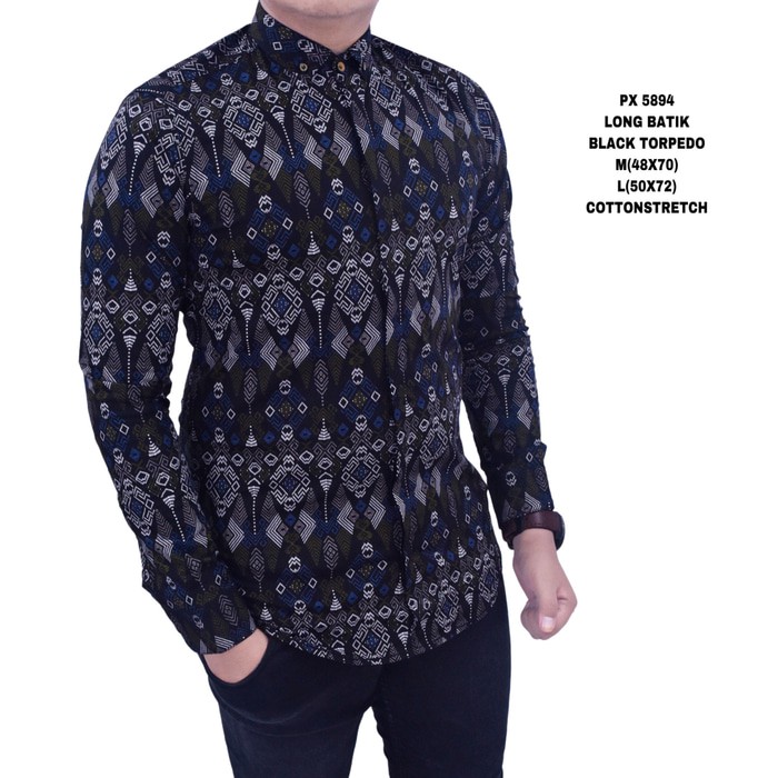 Kemeja Batik Pria pendek /kemeja Batik pendek/navy batik