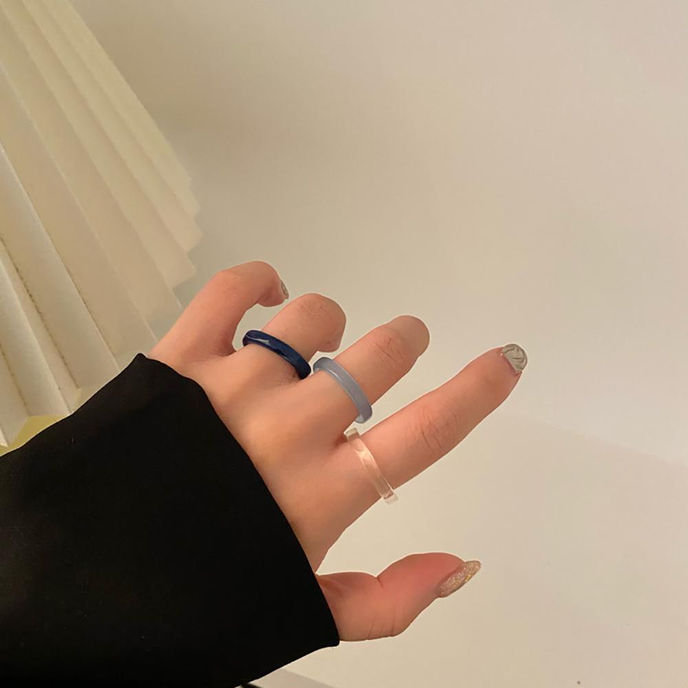 Agustinina Cincin Transparan Aesthetic Warna-Warni Minimalis Korea Tipis Untuk Hadiah Perhiasan Wanita