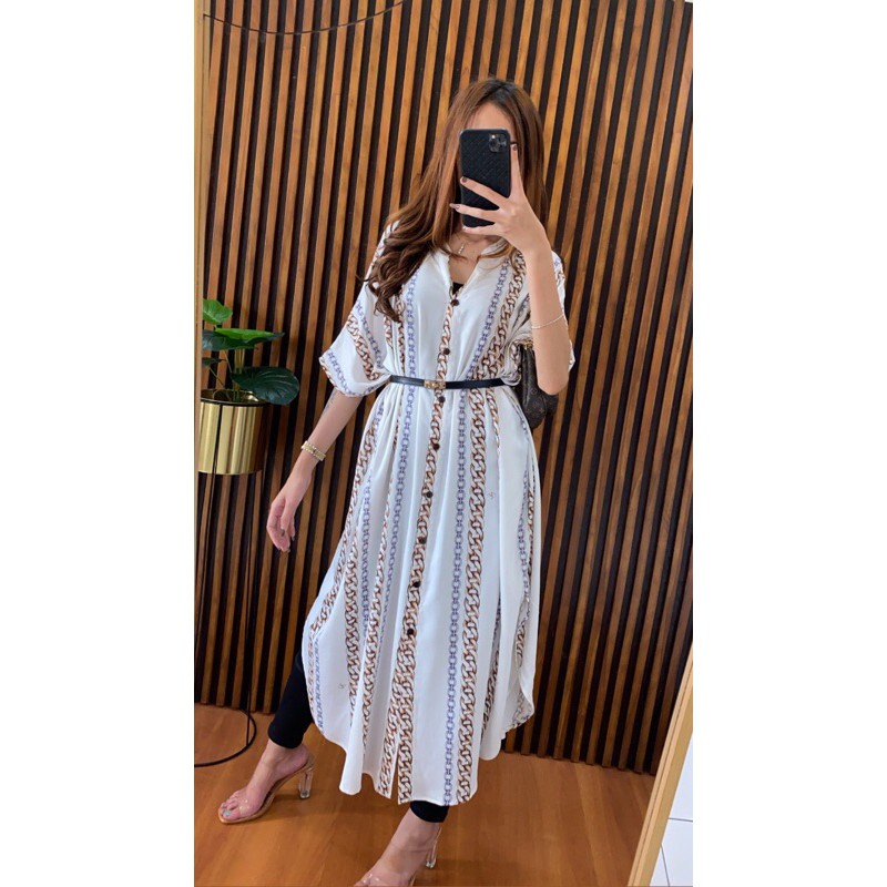 DASTER/TUNIK/DRESS ESMEE WHITE CE HOMEWEAR