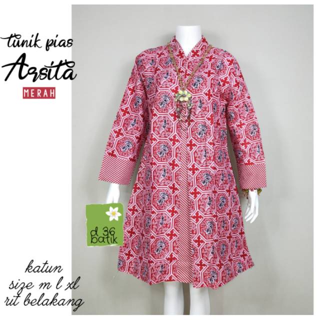 Tunik kerja bahan katun Prilly atasan model  pias depan baju batik wanita ibu remaja seragam seragaman putri dewasa unik cantik modis fashion muslim muslimah ploy modern seragam seragaman kembaran natal kekinian