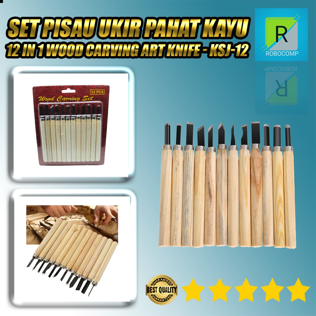 Set Pisau Ukir Pahat Kayu 12 in 1 Wood Carving Art Knife TOOKIE KSJ-12