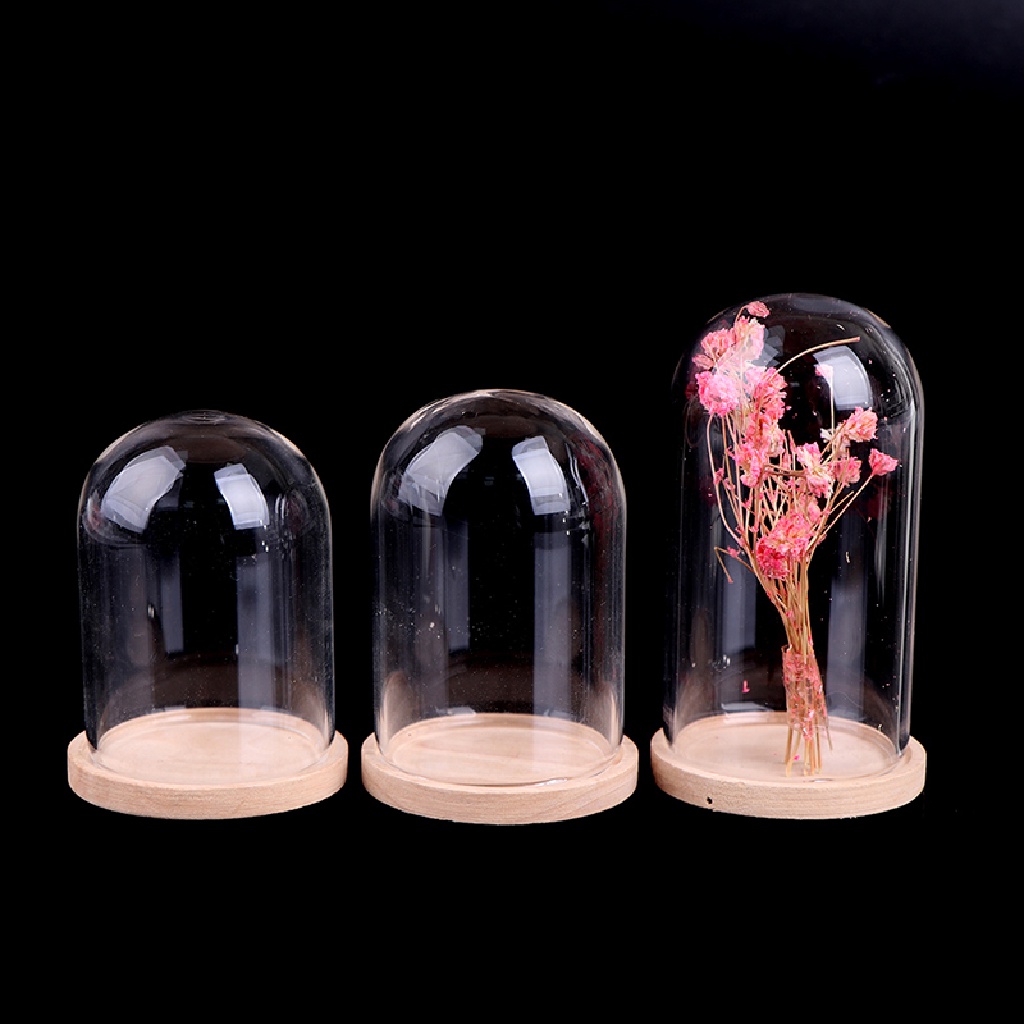Newbaby Miniatur Toples Kaca Display Bunga Dengan Base Untuk Dekorasi Rumah Boneka 1: 12