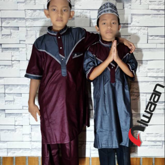 Alwaan-setelan koko kurta anak-setelan gamis pakistan anak-baju muslim anak