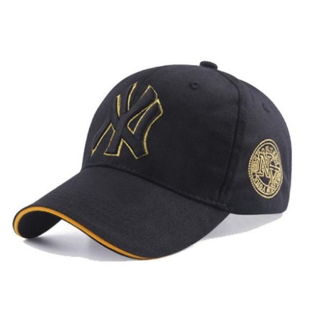 Topi Pria Distro Ne-Yrk Baseball Hitam Bordir Emas NY