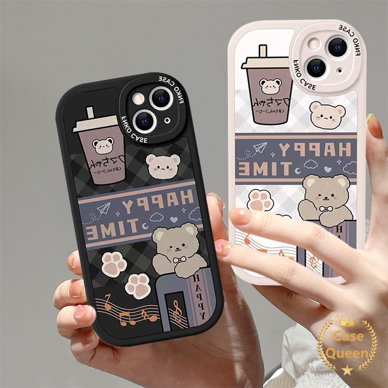 Soft Case Silikon TPU Tebal Motif Kartun Beruang Untuk IPhone 7 8 Plus 11 12 13 Pro MAX 6 6s Plus XR XS MAX X SE 2020