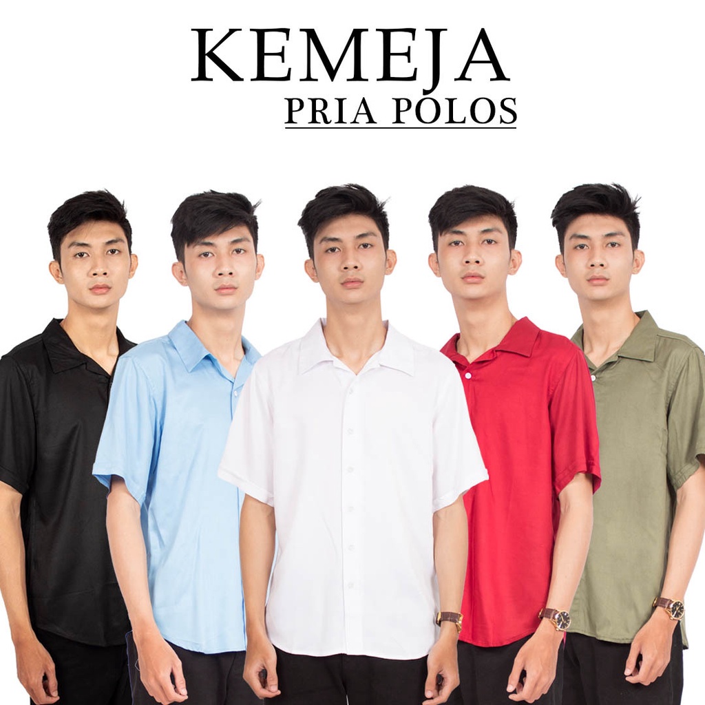 FORTGLASS Gremy Kemeja Polos Premium Pria Lengan Pendek Kasual Rayon Twill