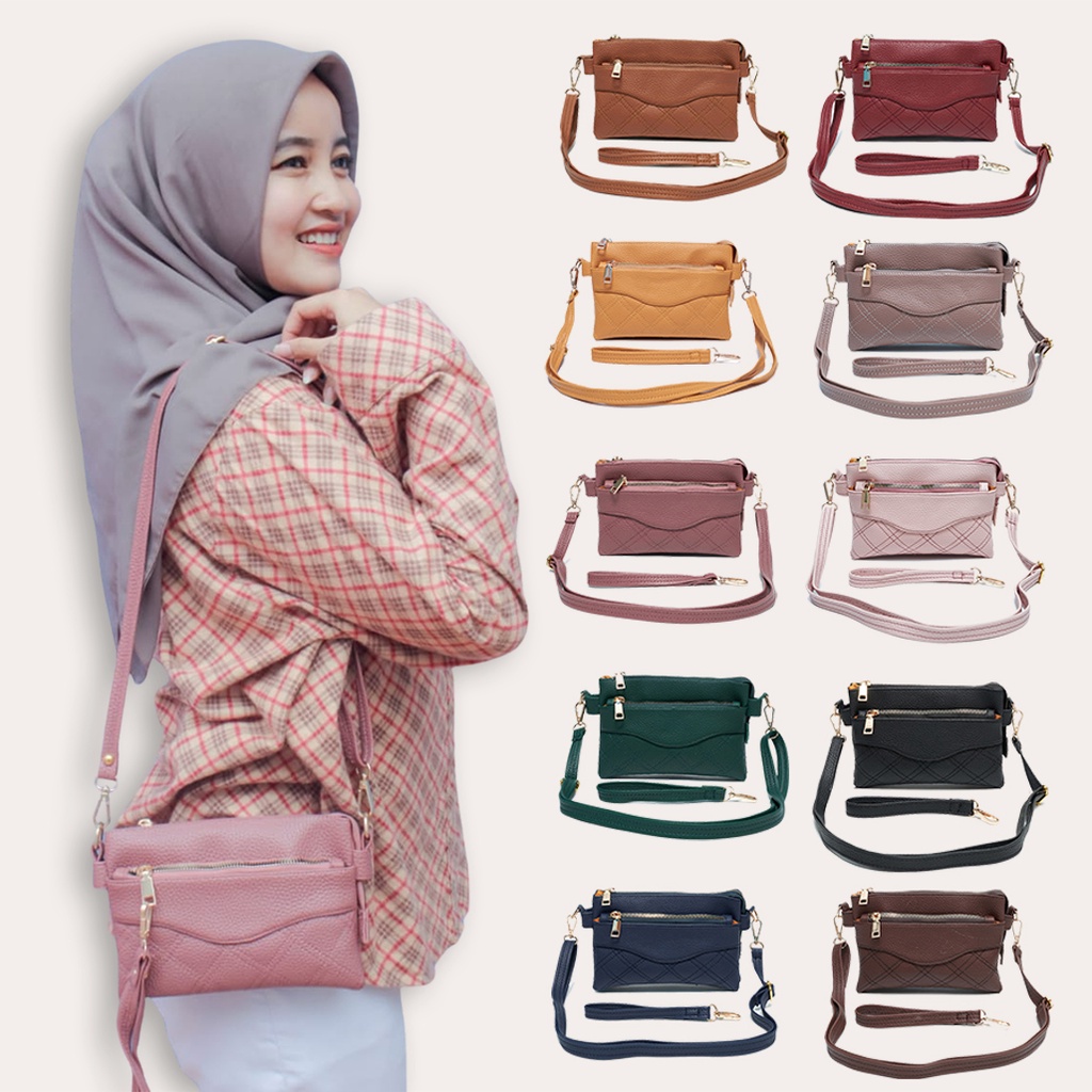 Tas Wanita Selempang Papirut Motif Kulit Jeruk Sintetis