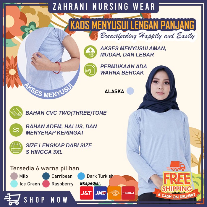 BAJU BLUS KAOS IBU MENYUSUI BUSUI BAHAN CVC TWOTONE LENGAN PANJANG ATASAN HAMIL MENYUSUI BUSUI BUMIL