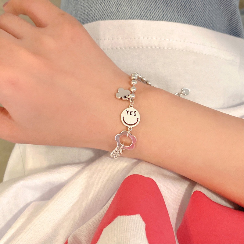 Zomi Gelang Tangan Rantai Wanita Desain Bunga Smiley Face