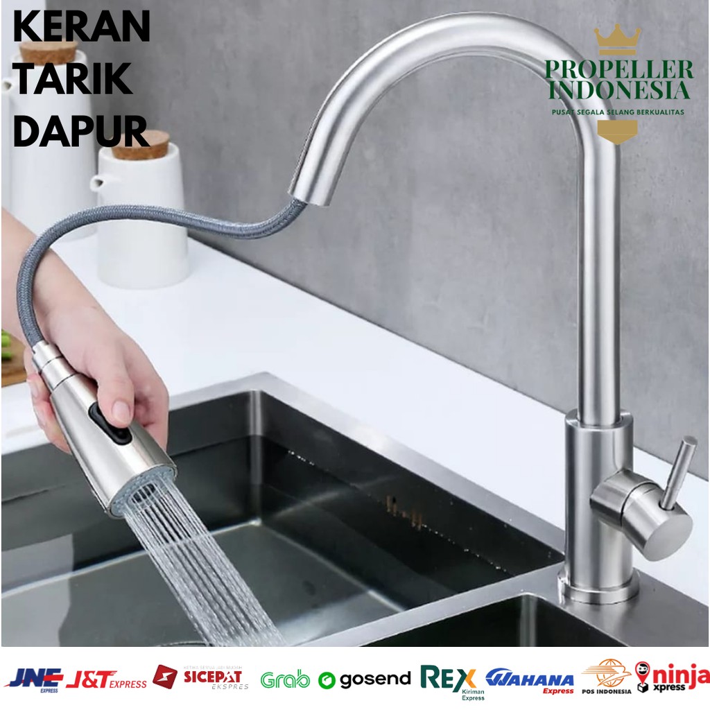 Kran Cuci Piring Kran Air Stainless Keran Tarik Dapur Stainless Keran Air Cuci Piring Kran Air Putar