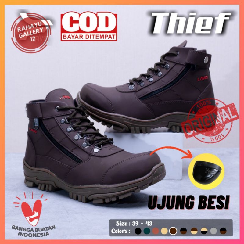 Lavio Thief Sepatu Safety Boots Pria Sol Karet Lentur Anti Licin