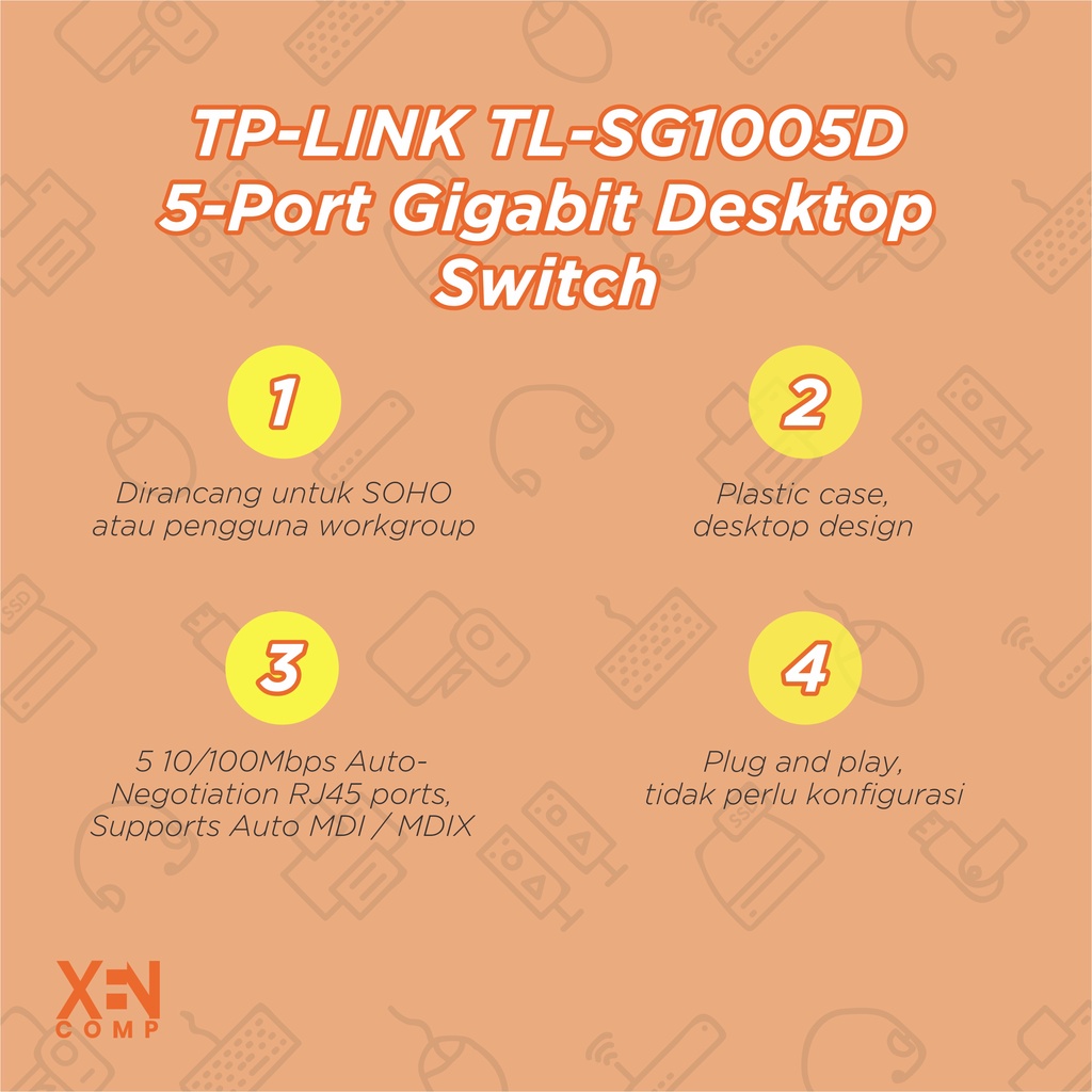 TP Link TL-SG1005D Switch Hub 5 Port Gigabit 10/100/1000