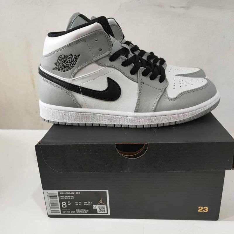 Jordan 1 Mid Light Smoke Grey - Light Smoke Grey Black White