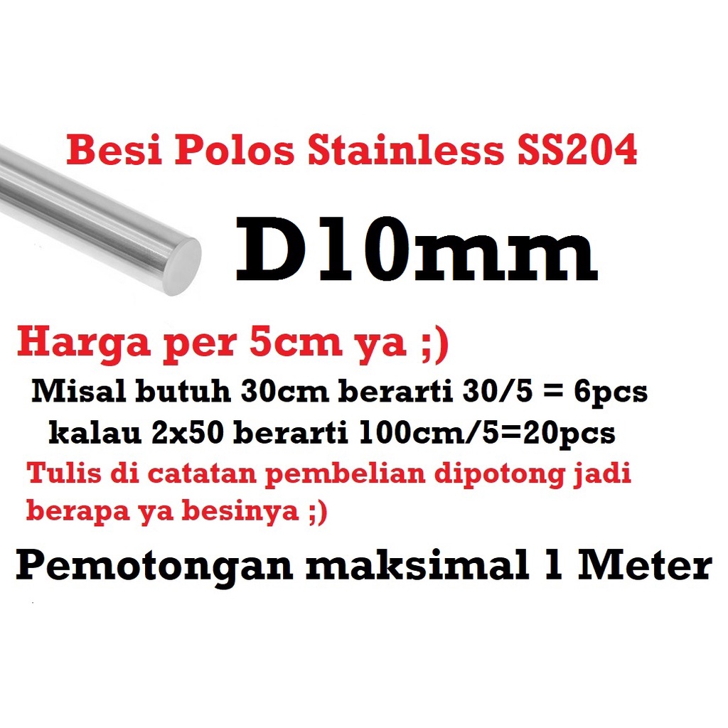 [HAEBOT] Besi Polos Linear Shaft As 10mm Stainless Steel CNC 3D Printer Smooth Rod Harga 5cm SS 204 Mekanik Part Slider Batang