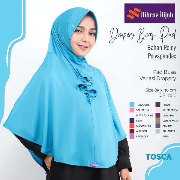 READY STOCK NH DRAPERY BERGO NIBRAS DRAPERY HIJAB DRAPERY WARNA MERAH CABE BIRU TOSCA NBRS HIJAB