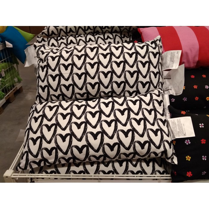 Spesial Promo - Ikea Lyktfibbla Bantal Kursi / Sofa Katun, Putih/Hitam, 30X58 Cm