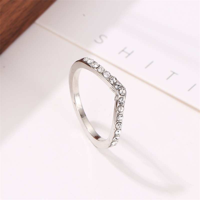 [ Fashion Simple Gold Sliver Inlaid Zircon Wing Rings Finger Ring  Gifts Jewelry for Girl Friends ]