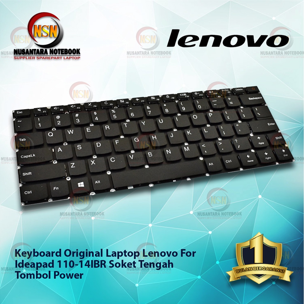 Keyboard Laptop Lenovo Ideapad 110-14IBR Soket Tengan Tombol Power