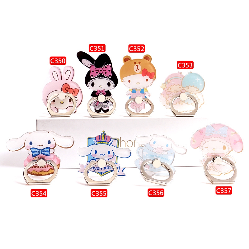 1pc Stand Handphone Yang Dapat Diputar 360derajat Stand Cincin Jari Melody Lucu Universal Holder