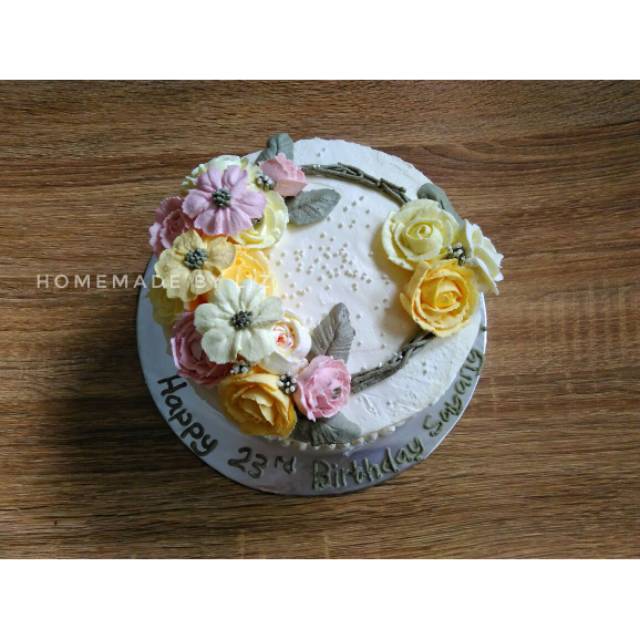 Kue Ulang Tahun Flower Buttercream Cake uk 18cm - Cikarang