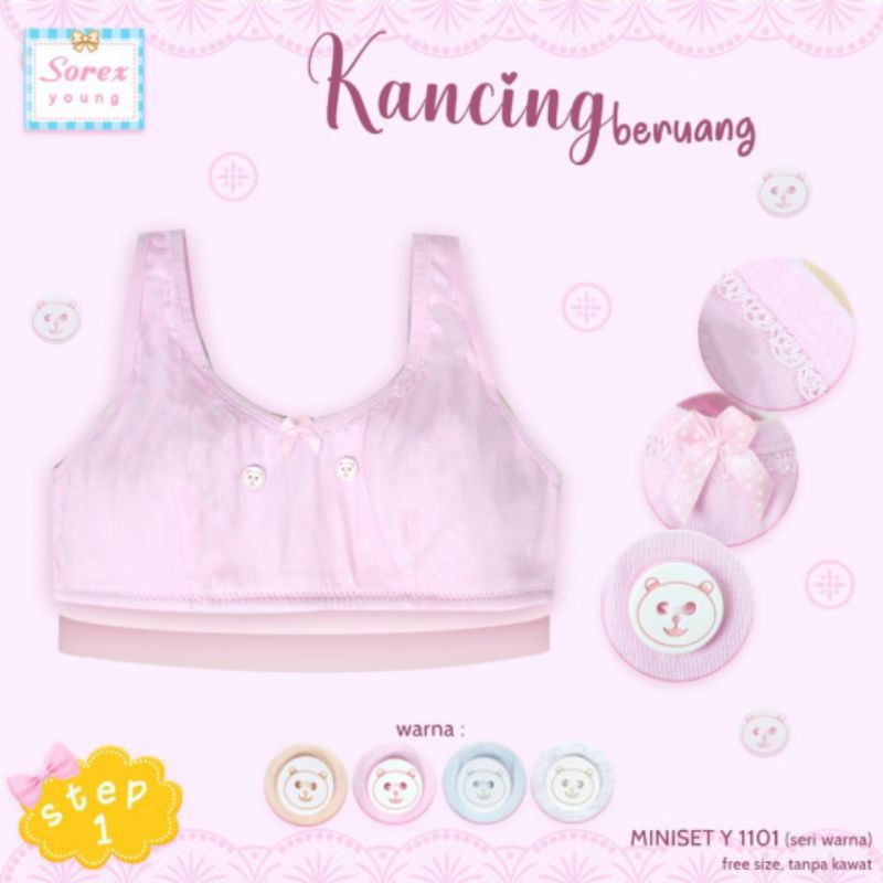 Sorex Young Miniset Anak Remaja Step 1 Freesize Tanpa Kawat Kancing beruang BH Y 1101