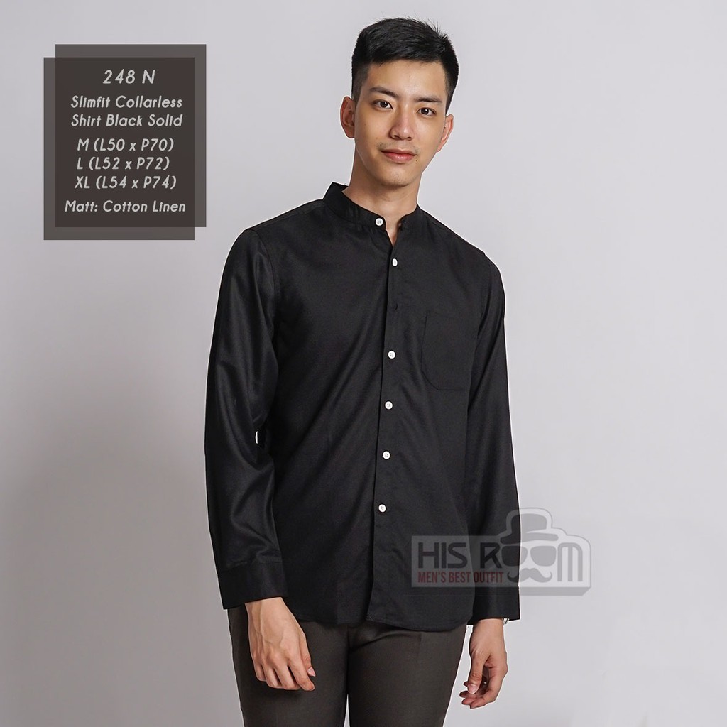 HSRM - Kemeja Pria Collarless Kemeja Lengan Panjang Kerah Shanghai Long Shanghai MD Shirt 248