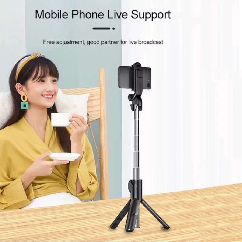 Tongsis Tongkat Selfie StickTripod Bluetooth Black Platinum K07