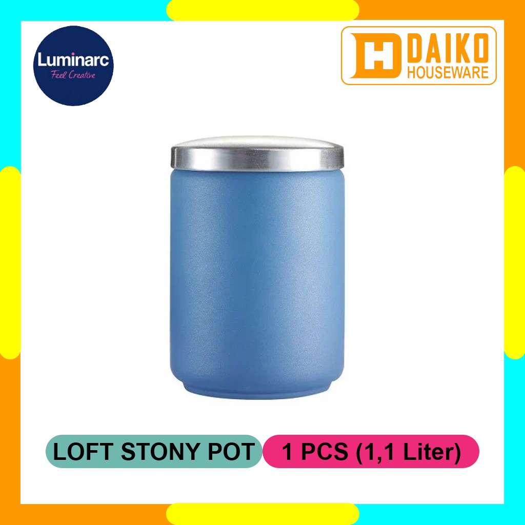 Toples Luminarc Loft Stony Blue Pot 1 L - Tempat Makanan - Storage Original Luminarc