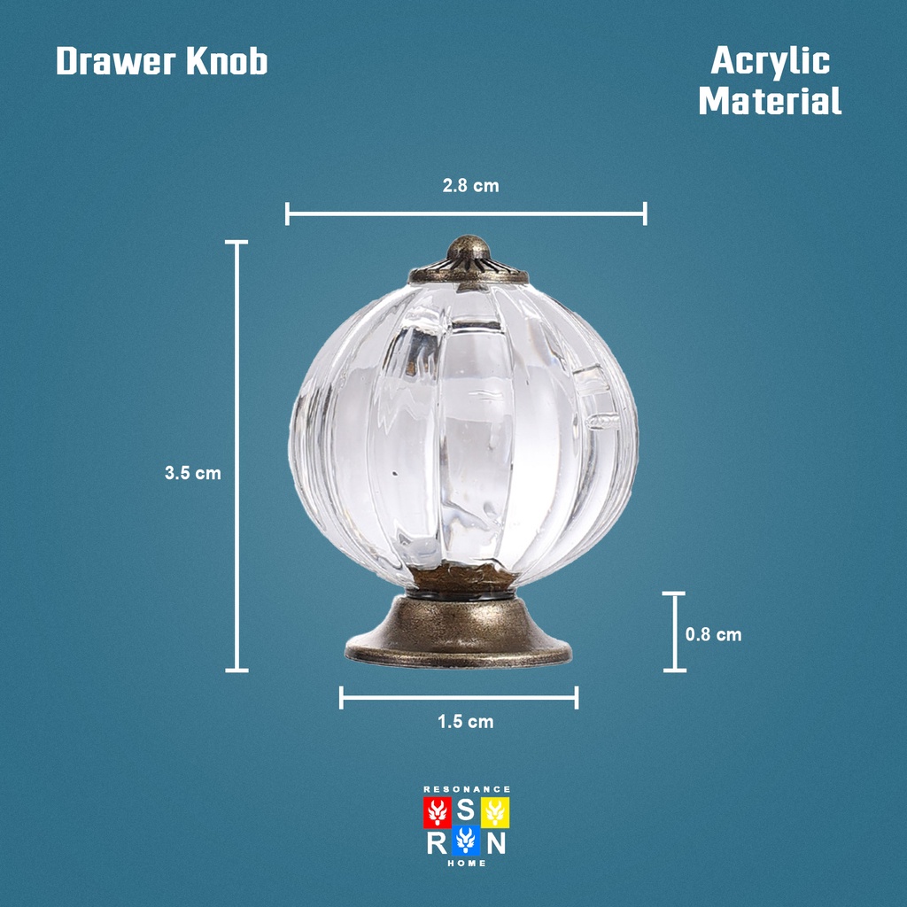 Tarikan Knob Laci Kristal Transparant 39 mm Vintage / Drawer Knobs Resonance Home