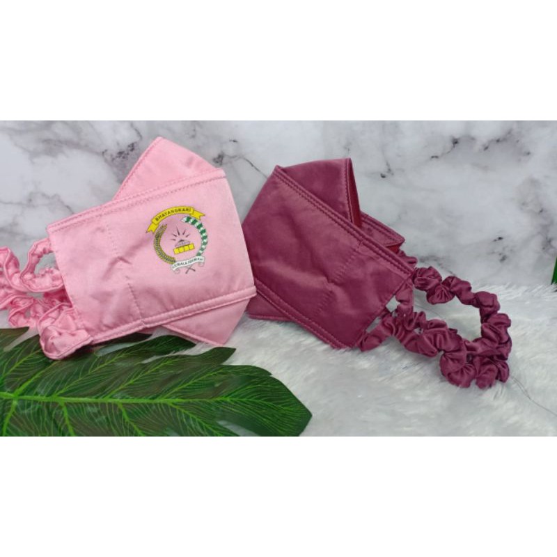 Masker Bhayangkari Satin 3D Logo Sablon 2 Pilihan Warna