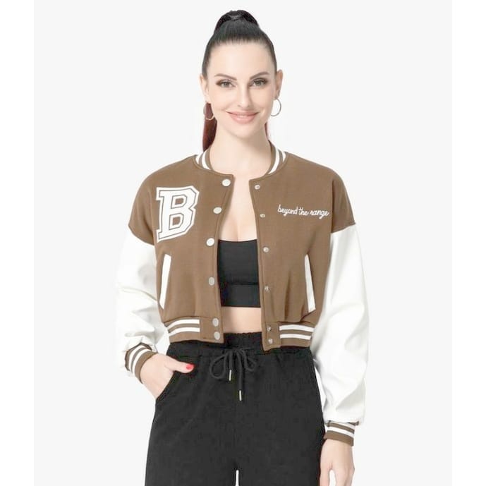 JAKET WANITA BASEBALL BEYOUND CROP | JACKET VARSITY CROOPE