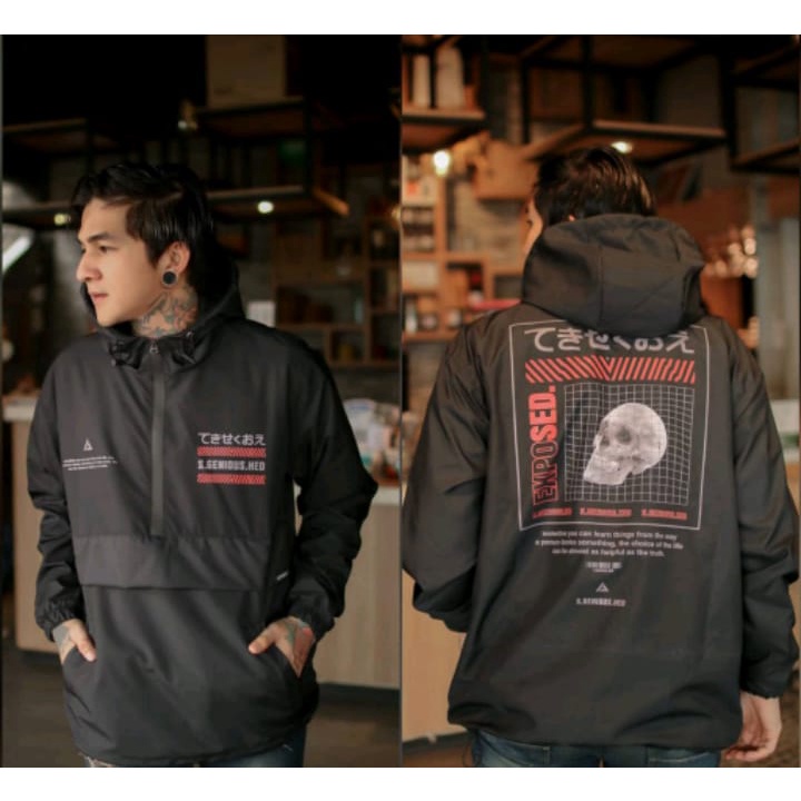 JAKET COUGLE Jaket Parasut Taslan Cougle Hoodie Premium Distro Unisex /HITAM/ M L XL [COD]