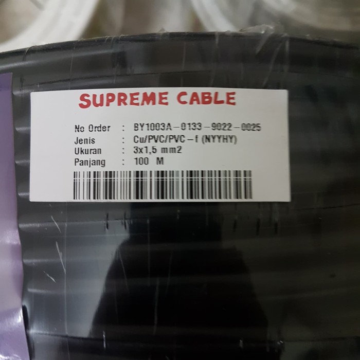 KABEL NYYHY NYMHY NYY NYM HY 3X1,5 3 X 1,5 1.5 SERABUT 100M KULIT PUTIH / HITAM SUPREME ROLL