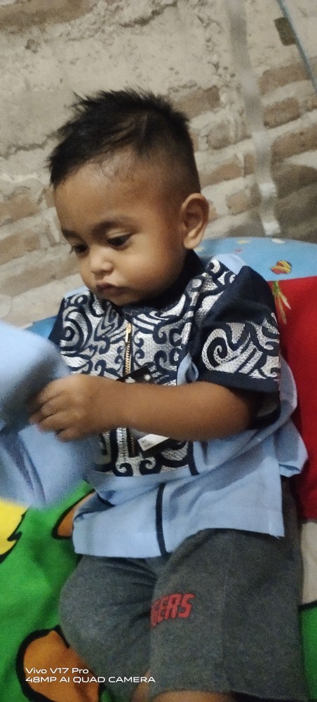 Koko Couple Ayah Anak Navy Biru Muda Batik