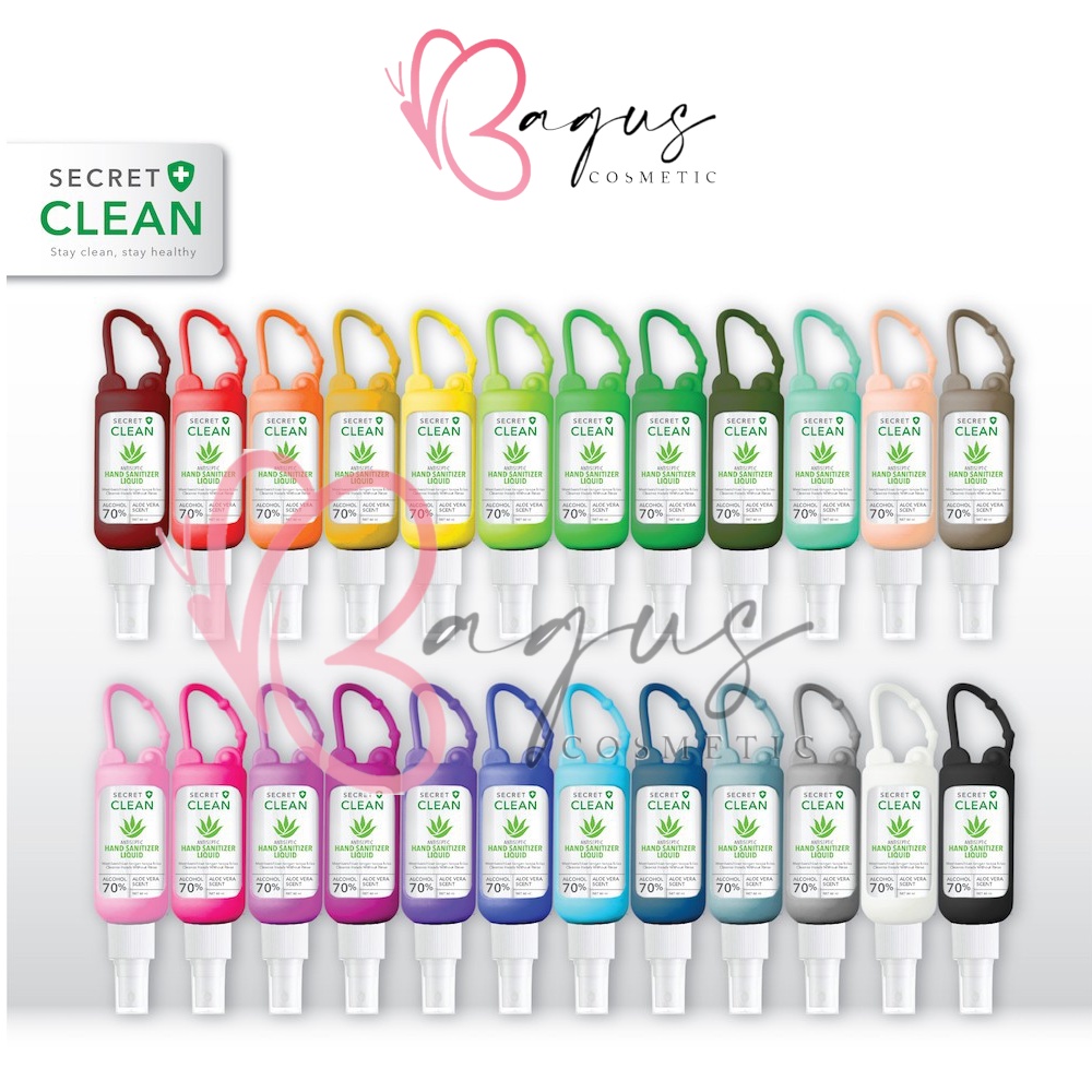 ⭐BAGUS⭐ [BISA PILIH WARNA] SECRET CLEAN Hand Sanitizer Gel 50ml Spray 60ml Free Silicon Case Gantung Extract Aloe Vera Hs