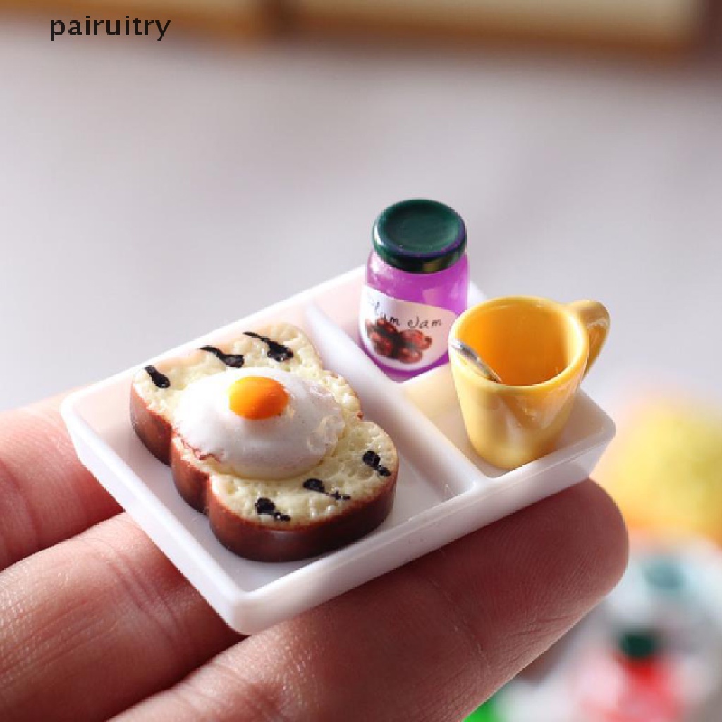 Prt 5pcs / set Mainan Miniatur Piring Selai / Roti / Sendok / Gelas Untuk Aksesoris Dapur Rumah Boneka PRT