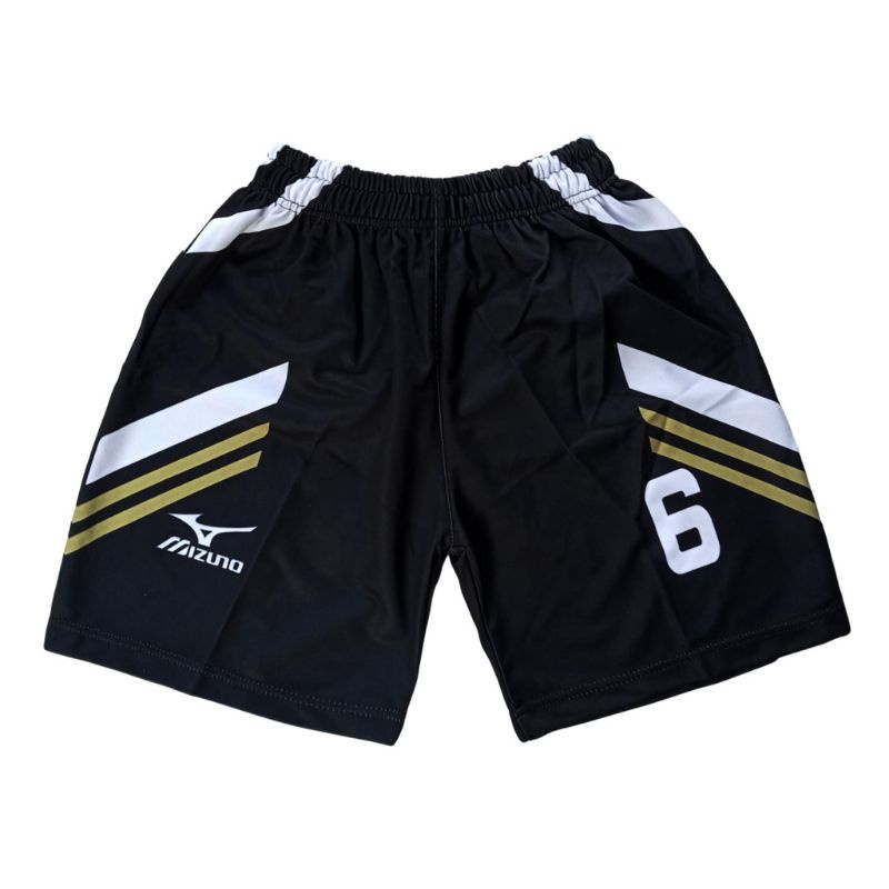 Celana kolor voli volly mijuno hitam garis putih full printing