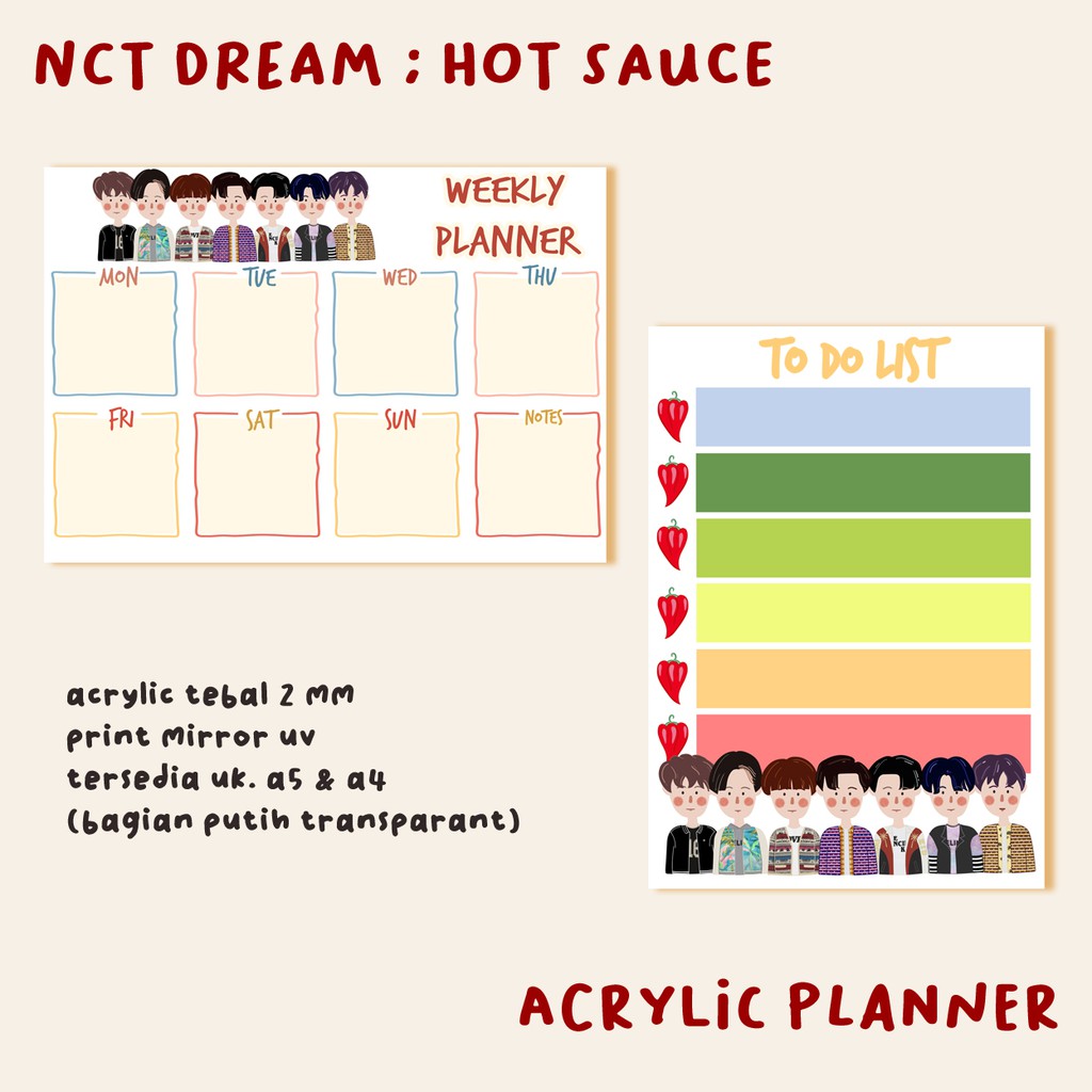 

NCT DREAM ACRYLIC PLANNER TO DO LIST WEEKLY PLANNER