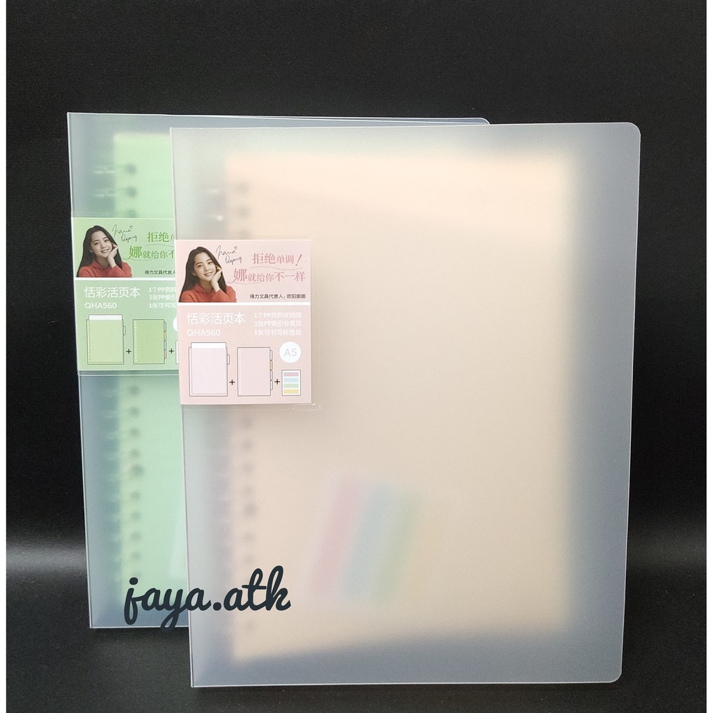 MAP BINDER NOTE A5 20 RING PLASTIK BONUS ISI BINDER LOOSE LEAF TRANSPARANT WARNA PASTEL DELI QHA560