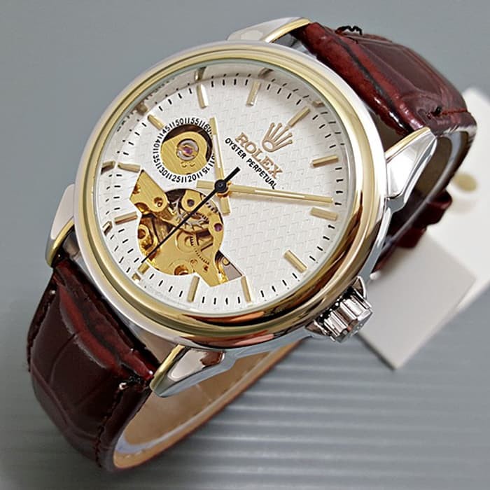 MUST HAVE Jam Tangan Rolex Skeleton Carrera Kulit Automatic TERMURAH