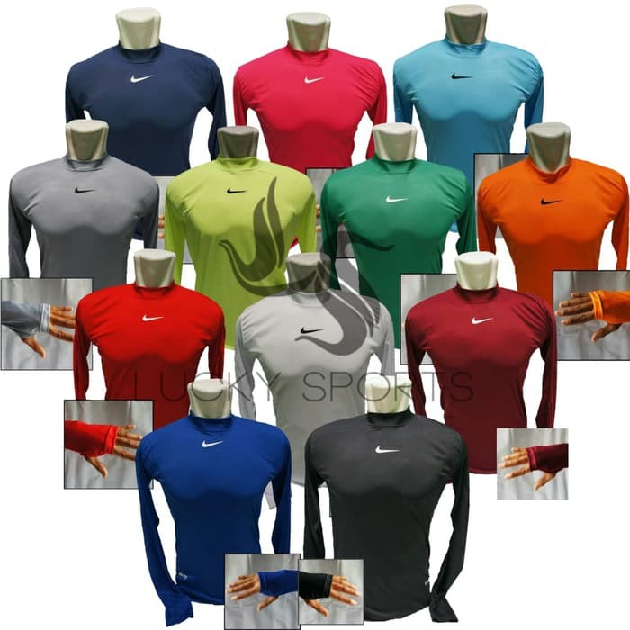 Baju Baselayer Manset Lengan Panjang Thumbhole Olahraga