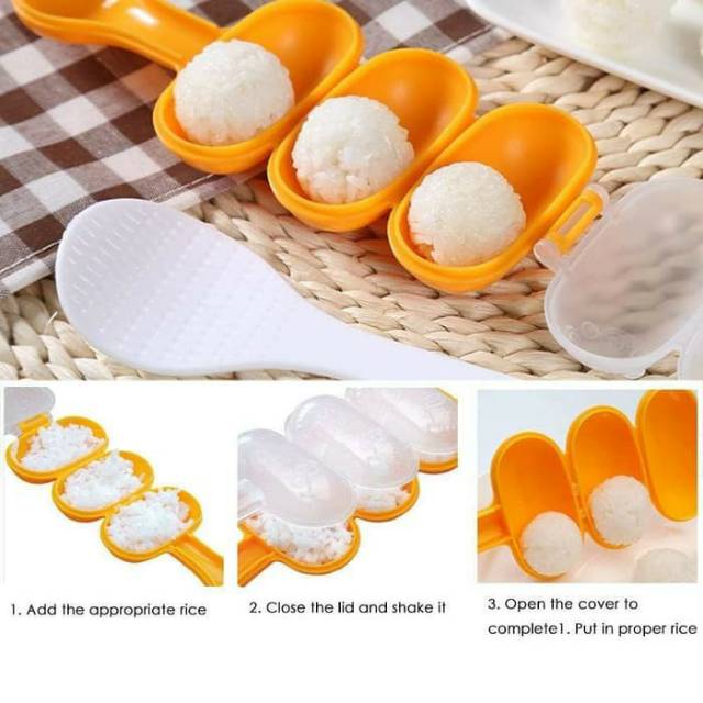 RICEBALL RICE BALL SHAKER CETAKAN NASI BENTO CETAKAN NASI BOLA BULAT CETAKAN SUSHI BEKAL ANAK RICE MOLD Cetakan Nasi Bulat Bola Gulung Cetakan Nasi Bola / Bento 3 In 1 / Rice Mold Cetakan Nasi/ Bola Nasi Shake Anak / Rice Ball Shaker Plus Centong Shaker