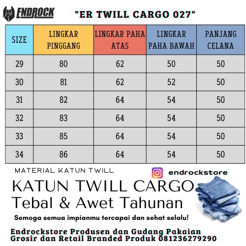 ORIGINAL Endrock Twill Cargo]Celana pendek pria cargo | celana pendek pria